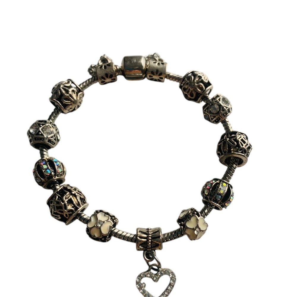 3 Elegant Silver Heart Charm Bracelets